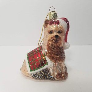 Yorkshire Terrier Yorkie Glass Xmas Ornament New